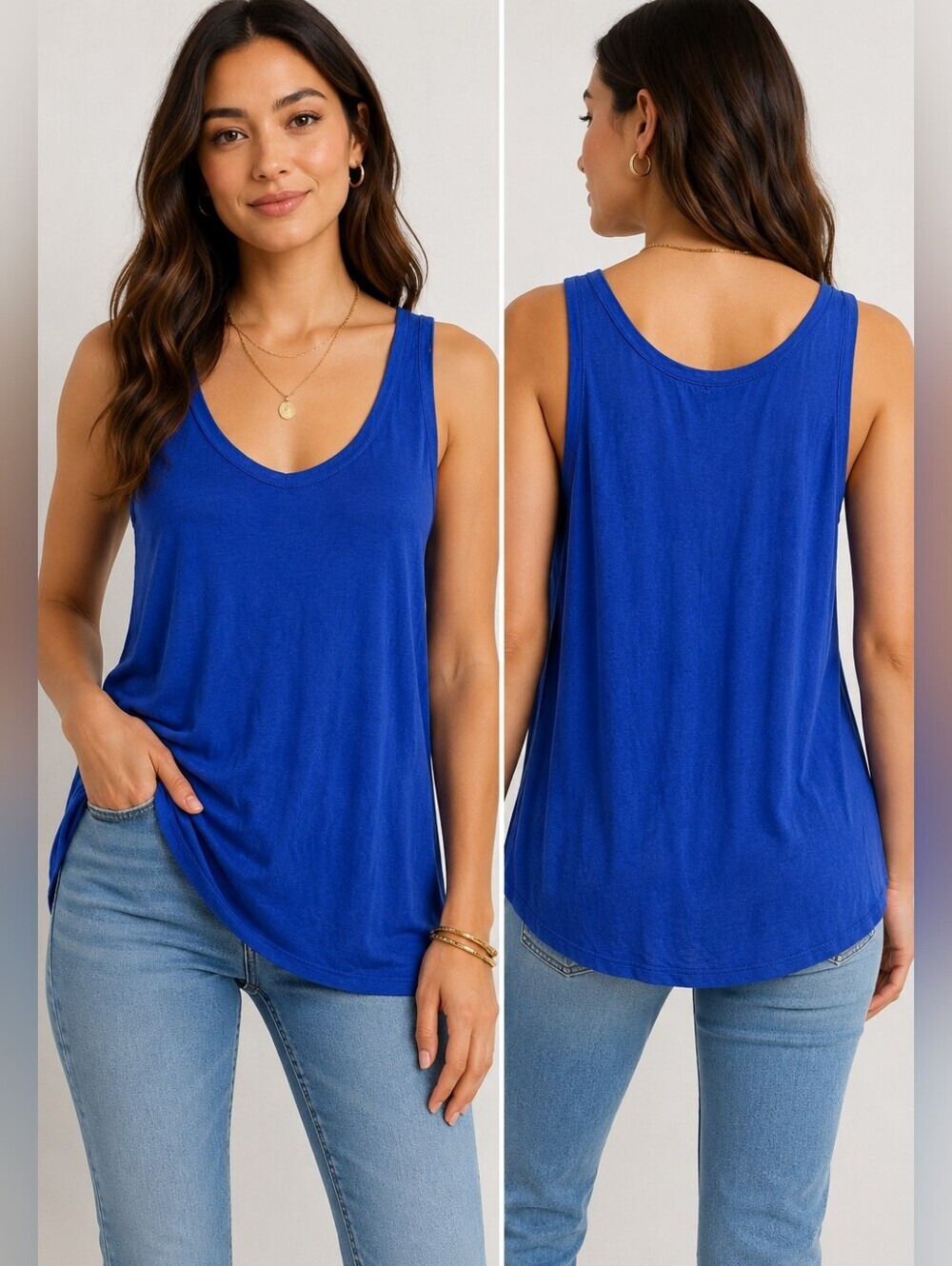 💙 Metaphor Royal Blue Long Tank Top | Women's Medium